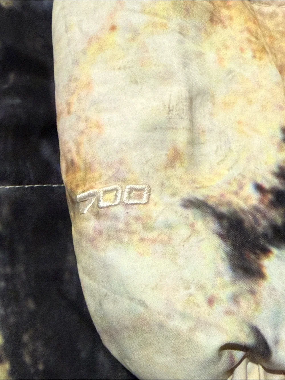The North Face Men's Puffer Jacket - Cream Tie-Dye rare design 700 series